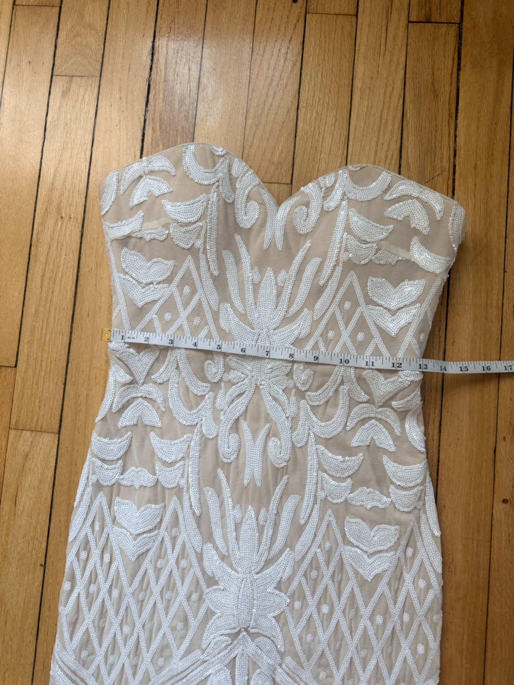 Strapless Ivory Lace Mermaid Evening Dress - Picture 6 of 9